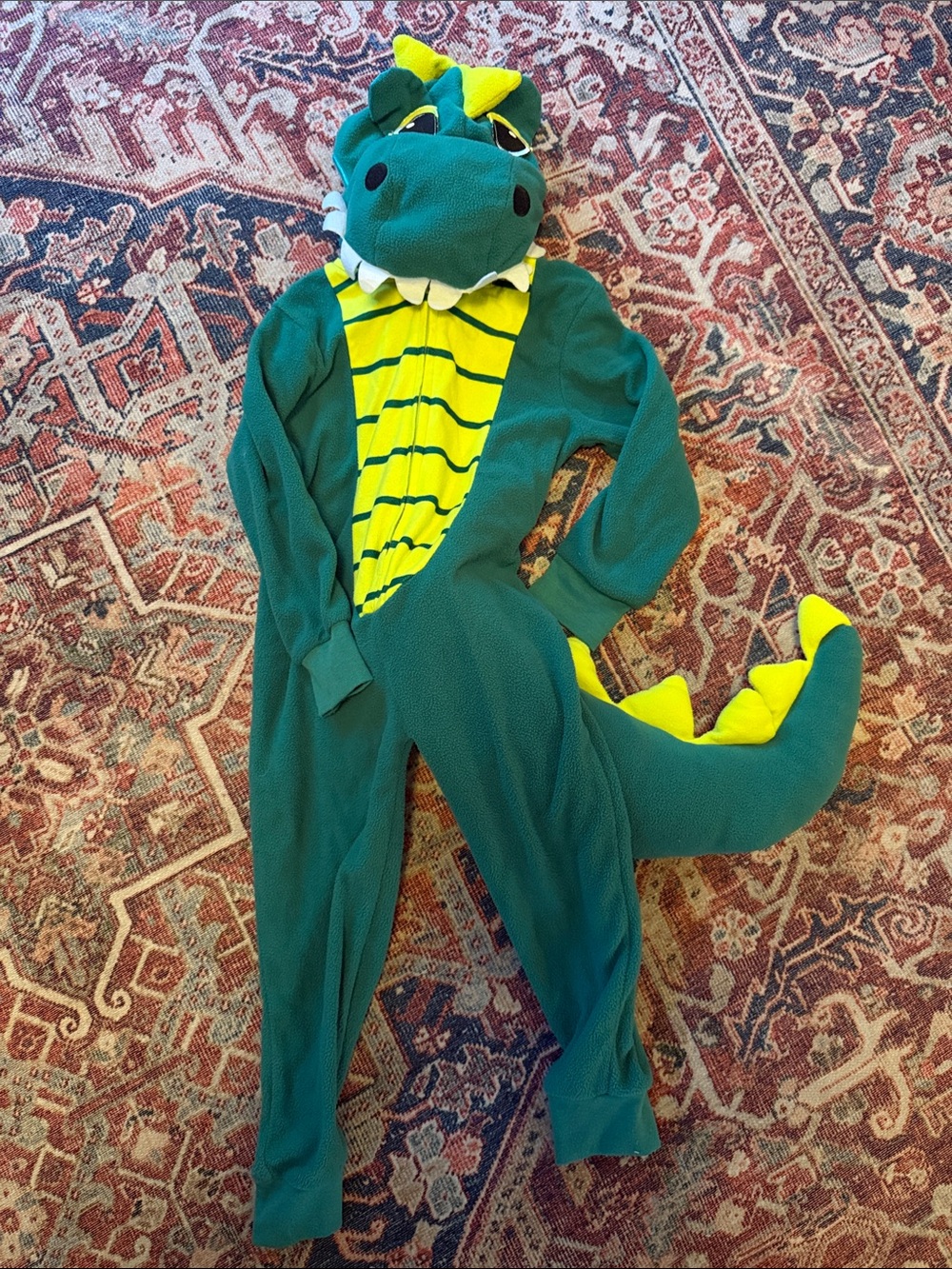 Green & Yellow Dinosaur Onesie Costume - Kids Reptile Pajamas